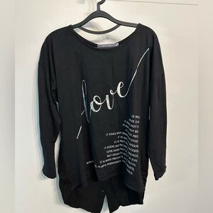 Grey Violet Love Is Kind blouse (black size small)
